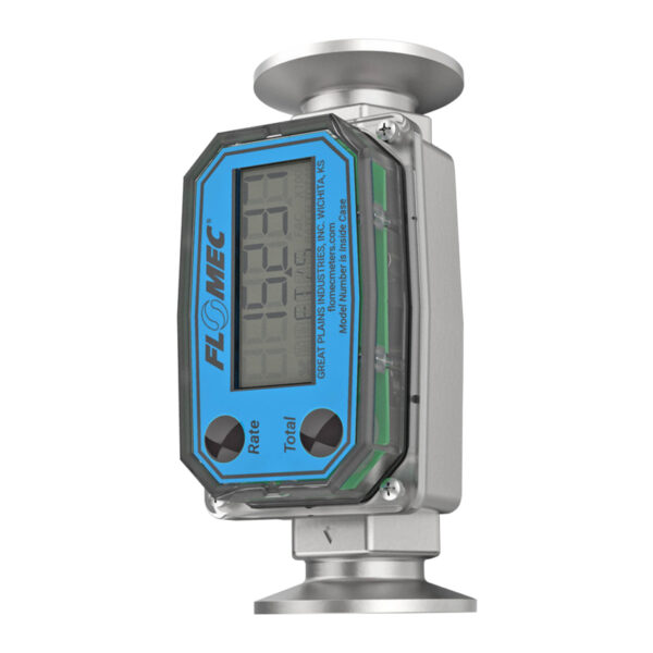 Medidor de flujo con conexión sanitaria